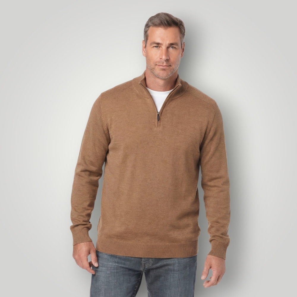Express 100% Merino‎ Wool Quarter Zip Mock Neck Sweater Meduim Camel Tan New